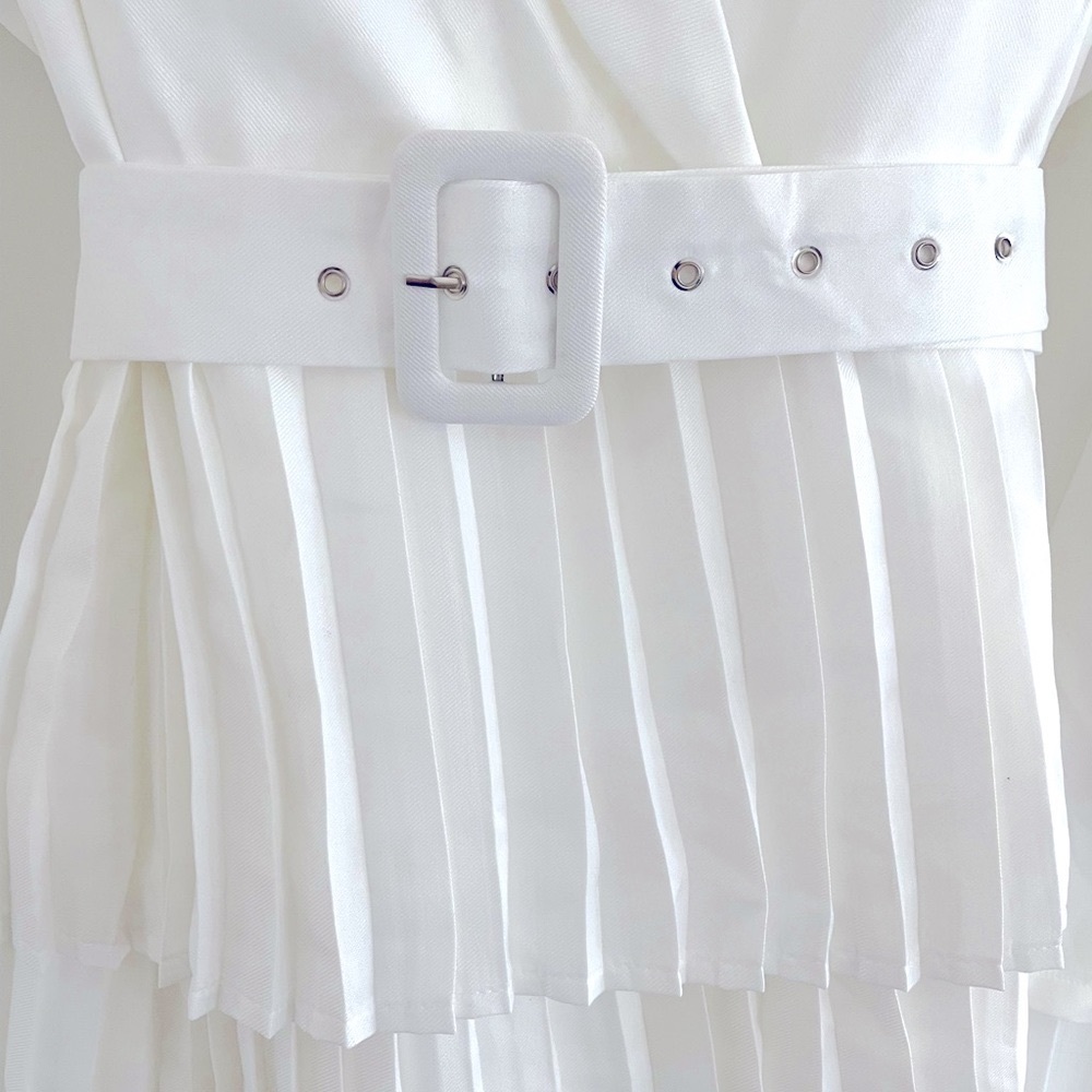 ASOS In The Style Plus x Dani Dyer plunge front blazer dress with pleated skirt
